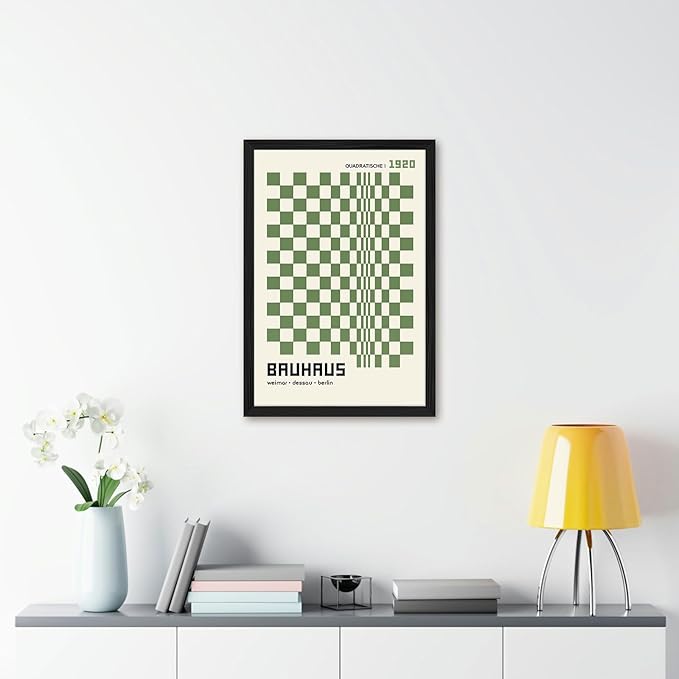 Bauhaus Geometric Poster Canvas Art Print Minimalist Aesthetic Wall Art Painting Pictures Wall Decor Elegant Home Decor for Living Room Bedroom Office (Black Framed,8L" x 12W")