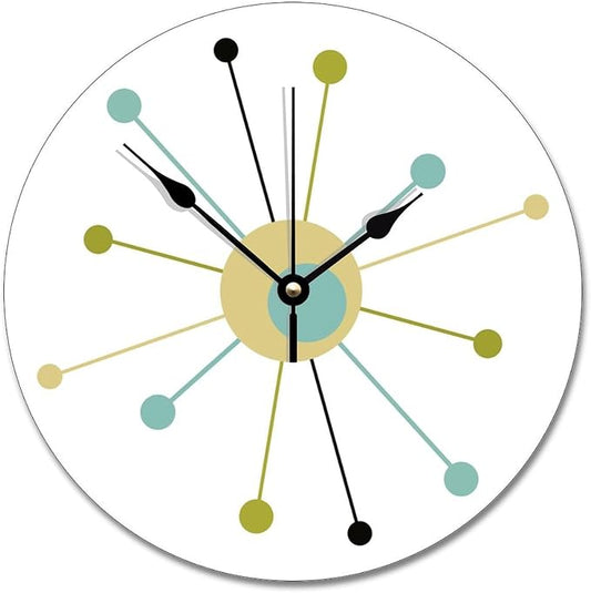 ArogGeld Atomic Age Starburst Wall Clock Mid Century Modern Clocks Silent One Size
