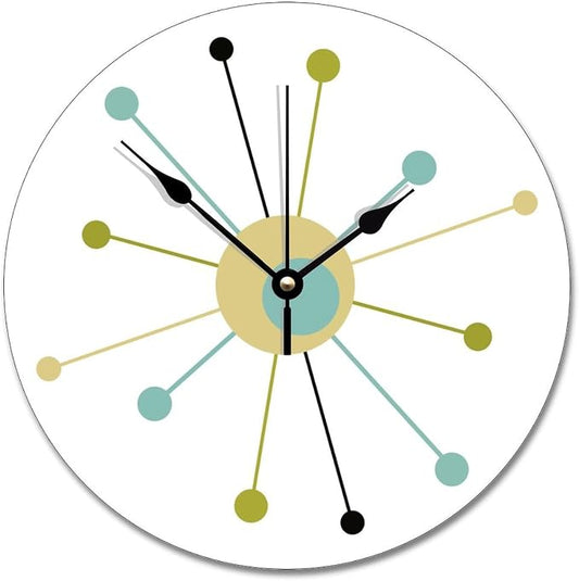 ArogGeld Atomic Age Clock Mid Century 12 Inch Wall Clocks Battery Operated Silent Retirement Home Decor Wall Decor for Kitchen Bedroom Living Room Office