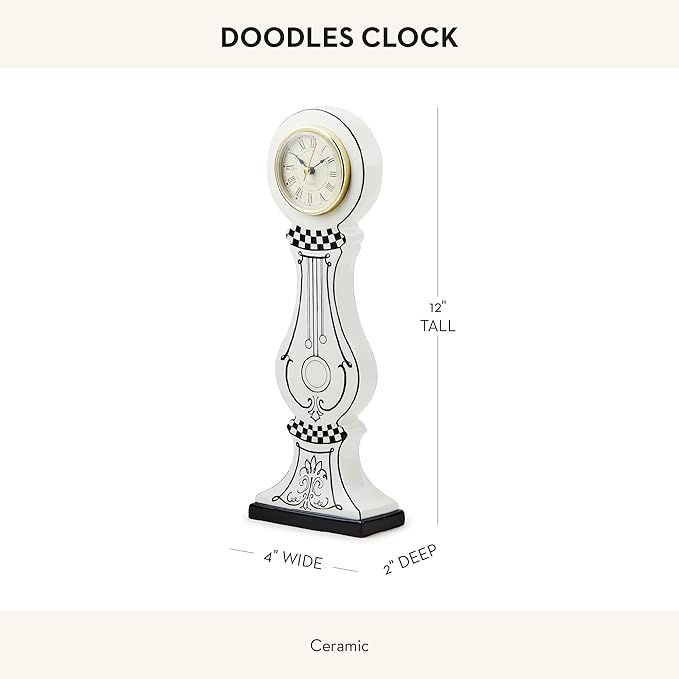 MACKENZIE-CHILDS Doodles Desk Clock, Decorative Tabletop Clock for Home or Office