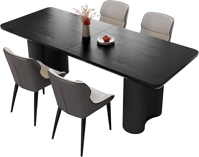 5-Piece Modern Dining Set, 78.97" Dining Table Set for 4, Rectangular Kitchen Table with 4 Chairs for Dining Room Kitchen Living Room, Black