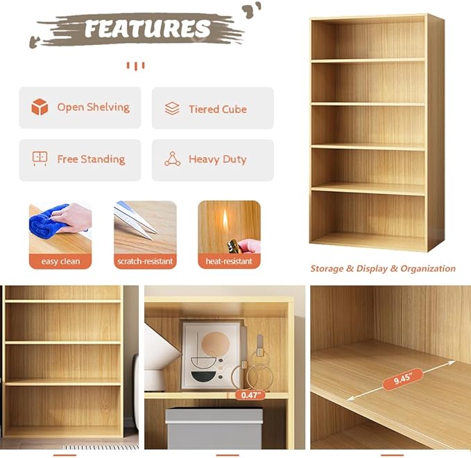 NELYE Basic Open Shelf Bookcase - 3-Tier Wooden Cube Storage Shelves Split Bookshelf, White