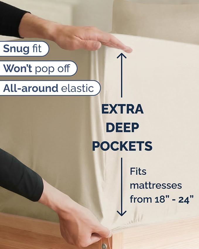 Extra Deep Twin XL Sheet Set - 4 Piece College Dorm Bed Sheets Set with Extra Deep Pockets - Ultra-Soft, Comfy & Breathable Bedding for Women, Men, Kids & Teens - Wrinkle Free & Fade Resistant - Wheat