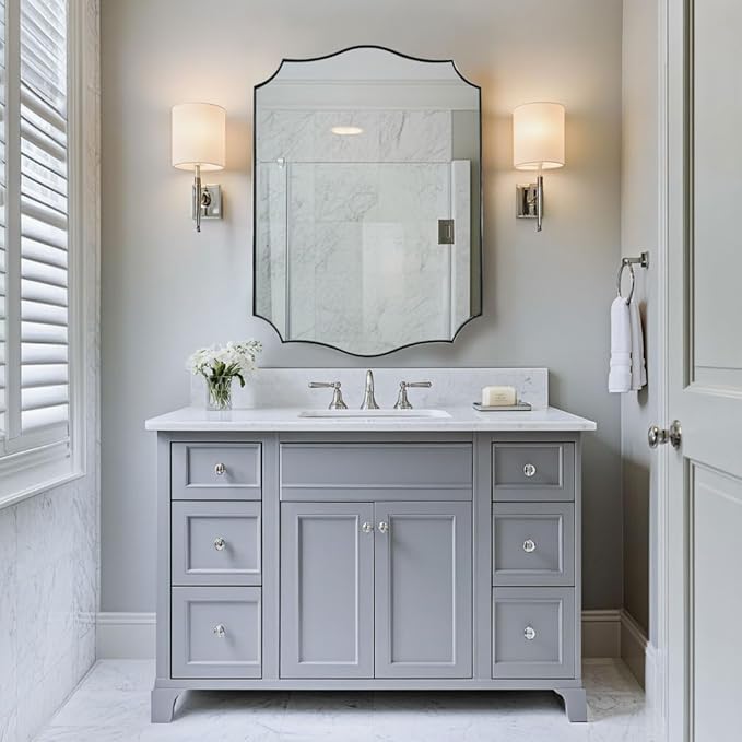 ANDY STAR Brushed Nickel Mirror, 22x30 Inch Silver Bathroom Vanity Mirror, Anti-Rust Stainless Steel 1" Frame, Unique Rectangular Mirror Ideal for Bathroom, Powder Room