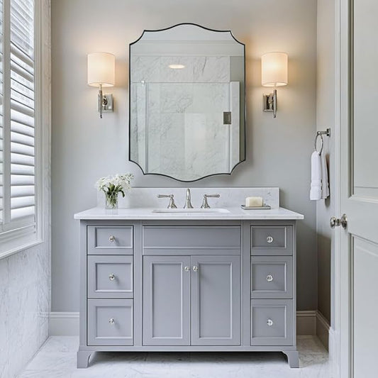 ANDY STAR Brushed Nickel Mirror, 22x30 Inch Silver Bathroom Vanity Mirror, Anti-Rust Stainless Steel 1" Frame, Unique Rectangular Mirror Ideal for Bathroom, Powder Room