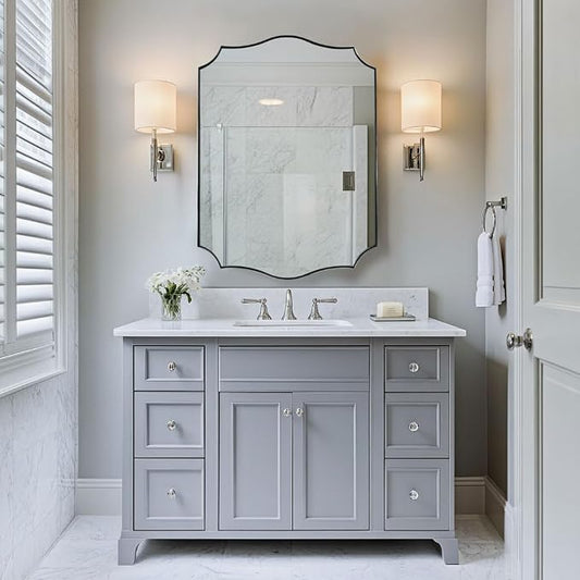 ANDY STAR Brushed Nickel Mirror, 22x30 Inch Silver Bathroom Vanity Mirror, Anti-Rust Stainless Steel 1" Frame, Unique Rectangular Mirror Ideal for Bathroom, Powder Room