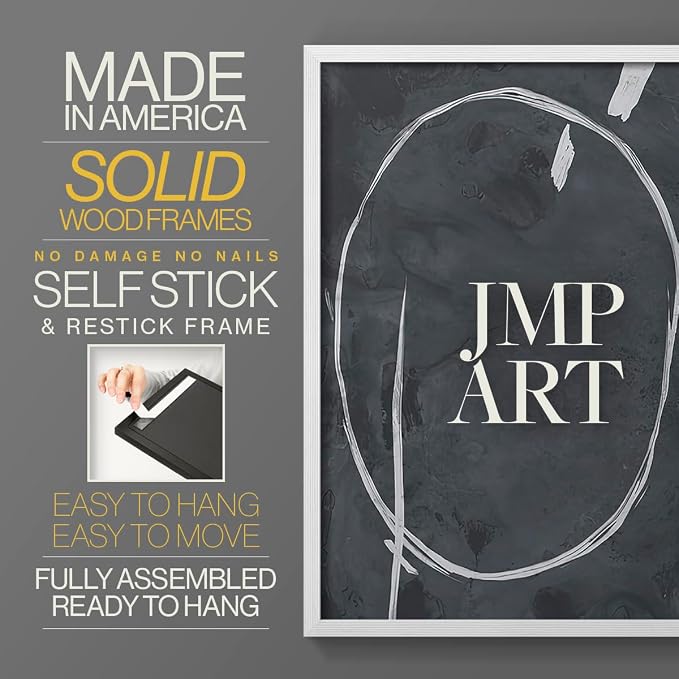 Renditions Gallery Set of 2 Peel & Stick Framed Prints, Abstract Wall Art, Circular Momentum Design Wall Decor, Re-Stickable - Ready to Hang - 16"x20" - White Frame LT588