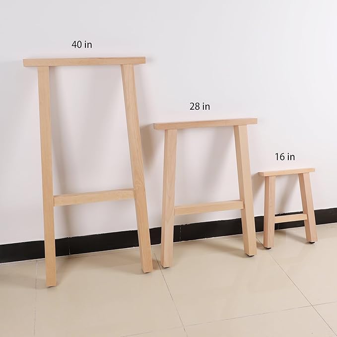 28" Wood Furniture Legs, Bench, Desk and Coffee Table Replacement Legs, Heavy Duty Furniture Feet, Square Unfinished Wooden Legs Set of 2, Home DIY Legs with Adjustable Levelers Screw-H Design