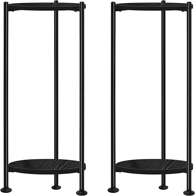 Lilybud--lily 2-Pack Plant Stand Indoor Outdoor, 30'' Tall Plant Stands for Indoor Plants, Heavy Duty Indoor Plant Shelf, 2 Tier Display Rack for Living Room, Balcony, Deck, Black