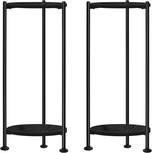 Lilybud--lily 2-Pack Plant Stand Indoor Outdoor, 30'' Tall Plant Stands for Indoor Plants, Heavy Duty Indoor Plant Shelf, 2 Tier Display Rack for Living Room, Balcony, Deck, Black