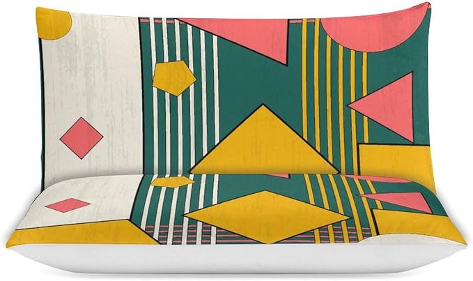 Colorful Aesthetic Comforter Cover Geometry Bed Set, Retro Atomic Duvet Cover，Modern Mid Century Bedding Sets，Aesthetic Abstract Art Bedding 3 Piece (1 Duvet Cover 90"x90" + 2 Pillow Sham 20"x30")
