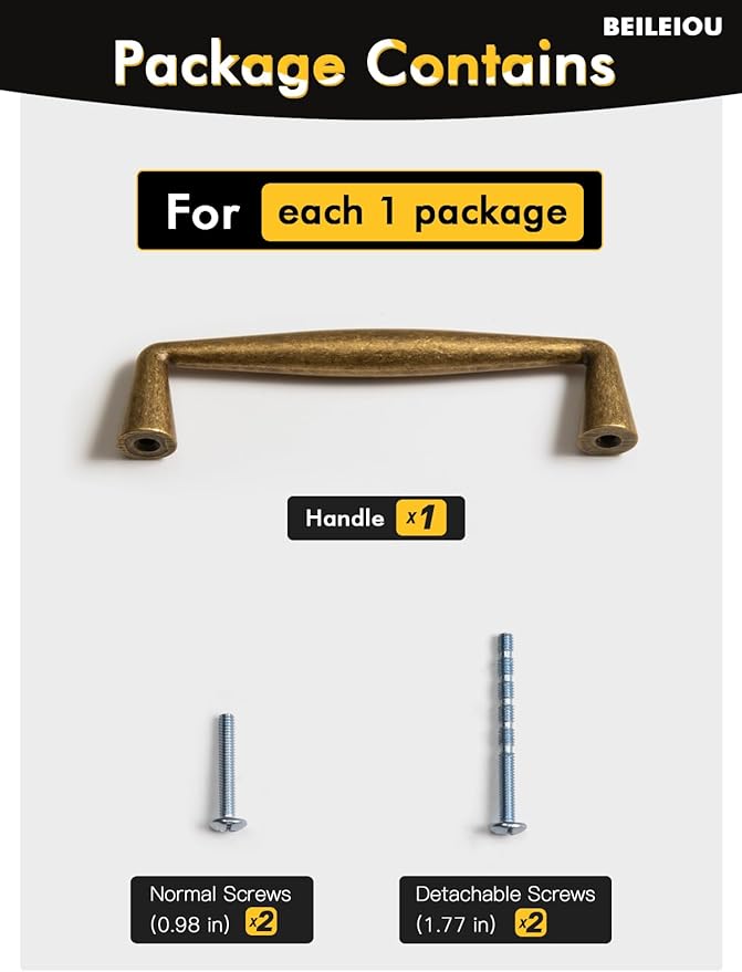 Antique Brass Zinc Alloy Cabinet Pulls - 3-3/4 Inch(96mm) Hole Center Classic Vintage Drawer Handles ,Kitchen Cupboard Bathroom Dresser Cabinet Hardware (2, Antique Brass, 3-3/4"(96mm) Hole Centers)