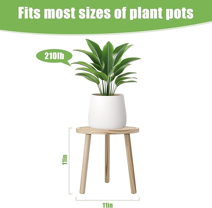 Wood Plant Stands Indoor, Single Plant Stand Modern Plant Table for Large Plants, Wooden Plant Stool Tall Plant Holder Small Round Side/End Table for Living Room Balcony Office (Light Brown)