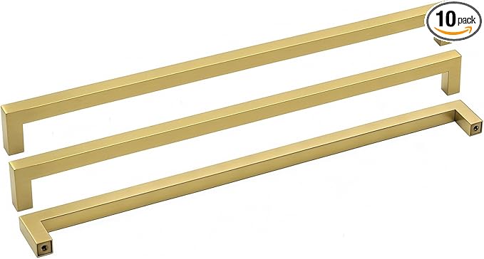 goldenwarm Kitchen Cabinet Handles Brass Drawer Pulls - LSJ12GD458 Kitchen Drawer Handles Knobs and Handles for Dresser Drawers Gold Pulls 10 Pack
