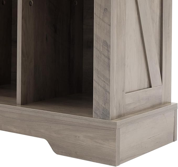 9 Cube Storage Organizer, 3 Tier Book Shelf with Led Lights, Farmhouse Book Shelves for Living Room, Horizontal Toy Storage Bookshelf, Wood Display Bookcase Cabinet for Bedroom, Office, Grey
