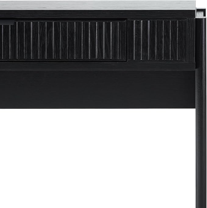 Walker Edison Transitional Style Furniture, Reeded Detail, Lift-Top Desk with Drawer and Storage Cubby, Sitting to Standing Desk, Soft Self-Close Desktop, 38 Inch, Black
