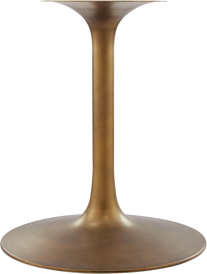 Modway Lippa 60 Inch Round Wood Dining Table with Metal Pedestal in Brass Walnut - Modern Industrial Dining Table for 6 People - Solid Wood Tulip Kitchen Table