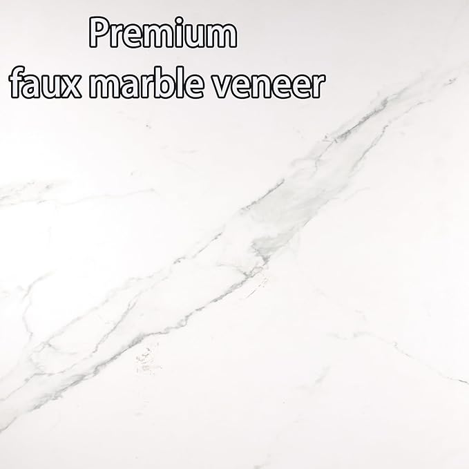 30" Square White Modern Dining Table - Faux Marble Tulip Kitchen Table with Heavy Duty Pedestal Metal Base, Mid-Century Bistro Table for Small Spaces, Apartment, Dining Room, 2-4 People