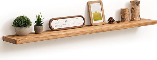Fun Memories 48 Inch Floating Shelves for Wall, Solid Elm Wood Wall Shelf for Home Decor, Heavy-Duty Hardwood Floating Shelf for Bedroom, Bathroom, Living Room, Set of 1