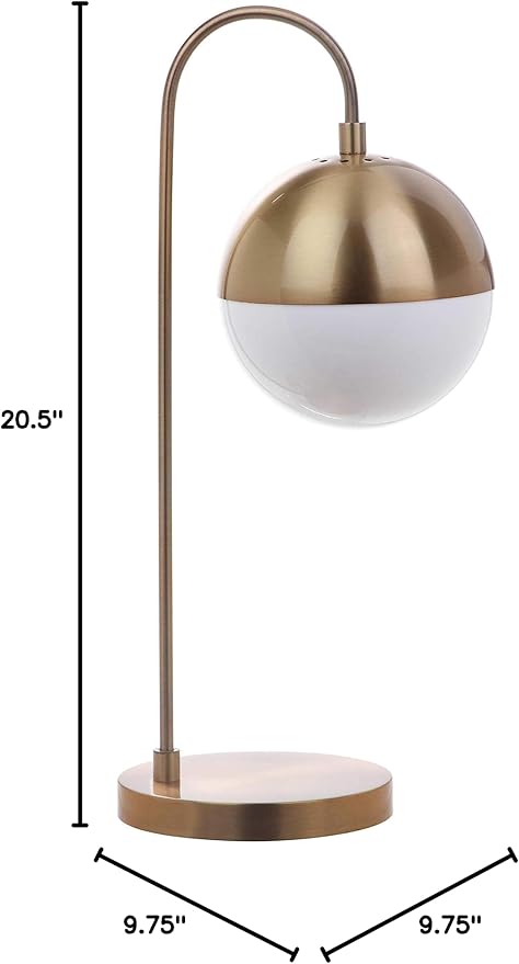 SAFAVIEH Lighting Collection Cappi Modern Brass Gold Orb 21-inch Bedroom Living Room Home Office Desk Dorm Study Nightstand Task Table Lamp (LED Bulb Included)