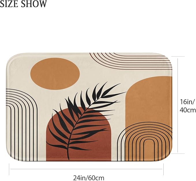 Britimes Boho Mid Century Bath Mat for Bathroom No Slip Geometric Abstract Washable Cover Floor Rug Carpets Floor Mat Bathroom Decorations 16x24 for Kitchen Bedroom