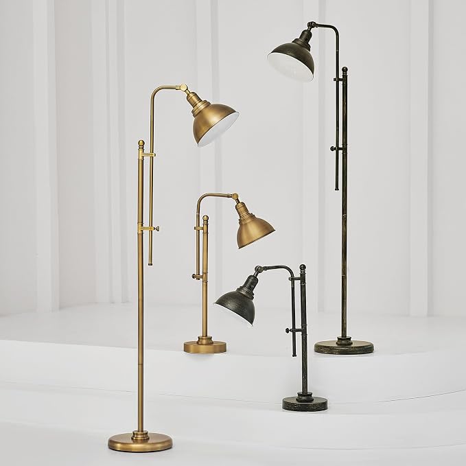 VONLUCE Floor Lamp for Living Room, 65" Black Floor Lamp Adjustable Height & Head Vintage Metal Standing Reading Pole Lamp for Bedroom, Office, Farmhouse
