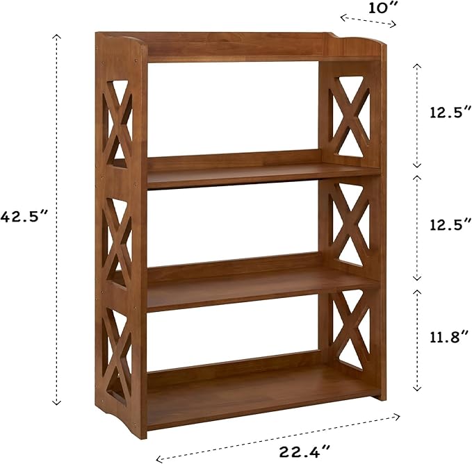 4 Tier Bookshelf, Wood Bookshelf with Open Shelves, Narrow Bookshelf Freestanding Storage Organizer, 4 Shelf Bookcase Small Bookshelf Display Brown Bookcase for Living Room Bedroom Office
