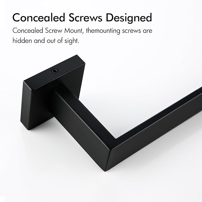 BANOLUX Towel Rack, 16-Inch Single Towel Bars for Bathroom, Towel Racks for Bathroom Wall Mounted SUS304 Stainless Steel Hand Towel Holder Heavy Duty, Matte Black Towel Bar 2 Pack, A7-TB-MB-16IN-2Pack