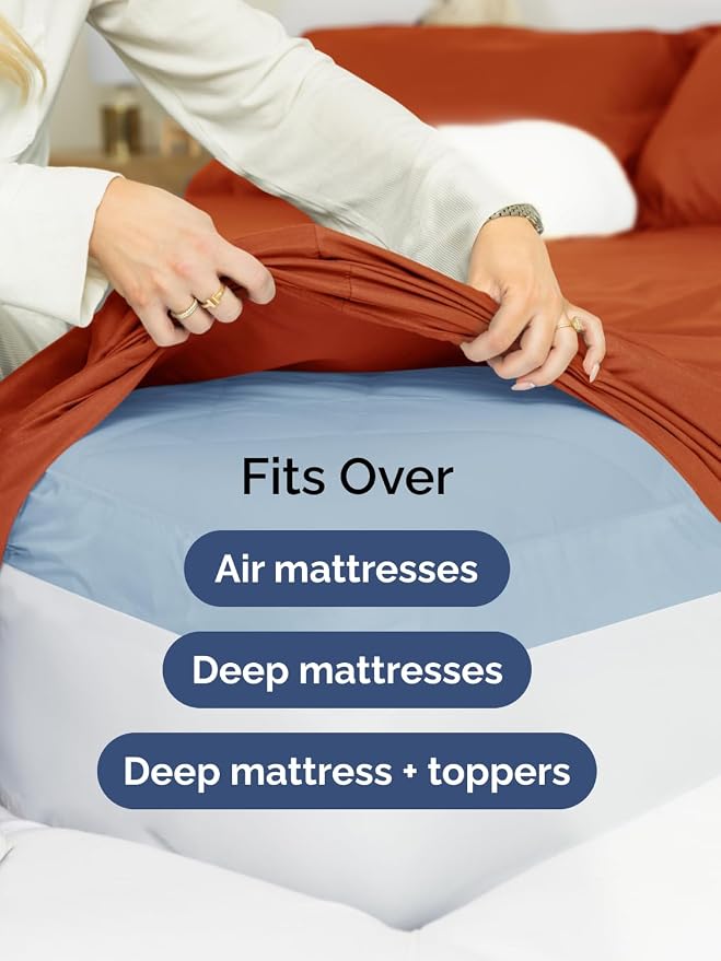 Extra Deep King Sheet Set - 6 Piece Breathable and Cooling Sheets - Hotel Luxury Bedding for Women, Men, Kids & Teens - Easy & Secure Fit - Soft, Wrinkle Free & Comfy - Extra Deep Pockets - Terracotta