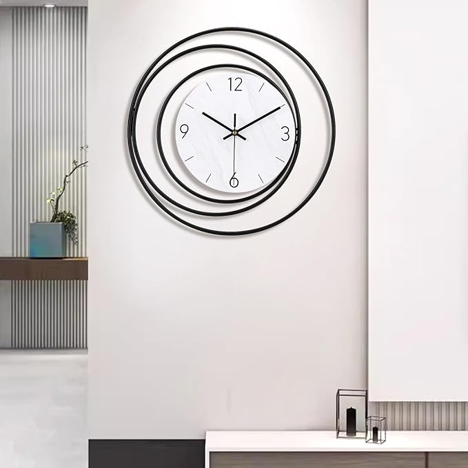Decorative Wall Clock,Silent Non-Ticking Quality Quartz Movement Battery Operated,Large Wall Clocks for Living Room Kitchen Home Bathroom Bedroom Wall Decor,16x16inch,White