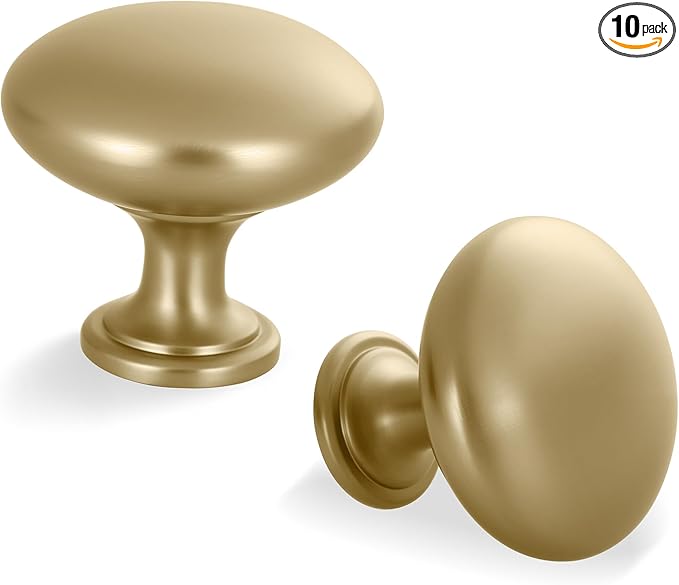 Lardmon 10 Pack Champagne Bronze Round Cabinet Knobs 1.2 Inch(30.5mm) Dia. Drawer Knobs Modern Single Hole Cabinet Pulls Solid Kitchen Knobs Cabinet Handles Heavy Duty Kitchen Hardware for Dresser