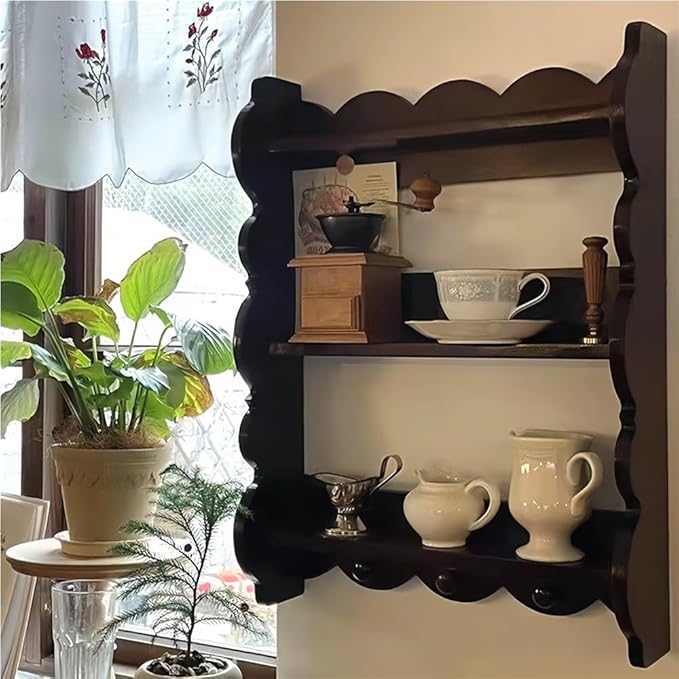 3 Tier Wood Wall Shelf, Vintage Floating Shelves, Hanging Storage Cabinet, Hanging Display Shelf for Living Room and Bedroom
