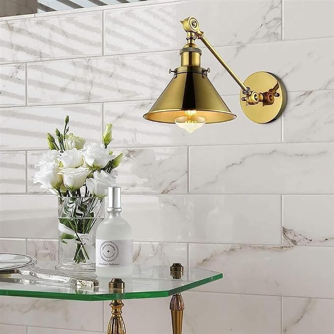 Antique Retro Wall Sconces Industrial Swing Arm Lamp Adjustable Reading Metal Lampshade Light,Light