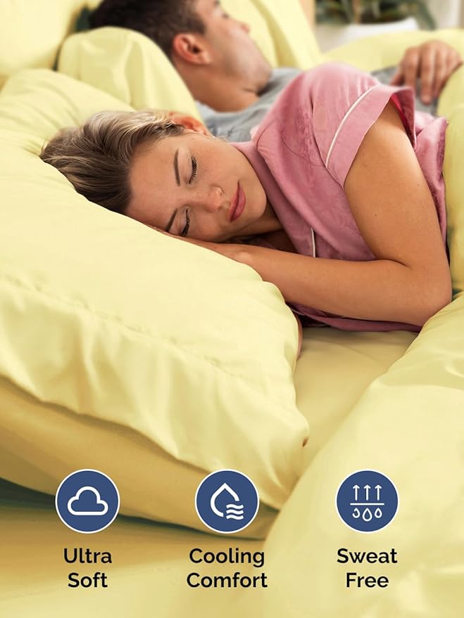 Extra Deep Split King Sheet Set - 7 Piece Breathable and Cooling Sheets - Hotel Luxury Bedding for Women, Men, Kids & Teens - Easy & Secure Fit - Soft and Wrinkle Free - Extra Deep Pockets - Yellow