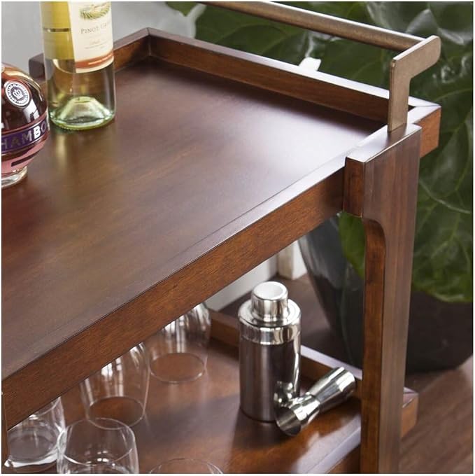 HomeStock Mid Century Modern Bar Cart - 3 Tier Rolling Serving Cart with Casters