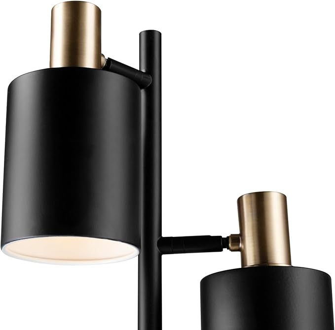 GLOBE Electric x Novogratz 67354 67" 3-Light Tree Floor Lamp, Matte Black, Brass Accents, Adjustable Pivoting Heads, Modern Standing Light for Living Room or Office, E26 Base, Upscale Industrial