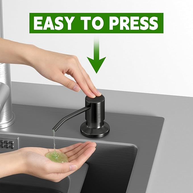 Kitchen Sink Soap Dispenser, Built in SoapDispenser, 47" Extension Tube kit, Counter Lotion Dispenser Pump, No Need More Refills (Black)