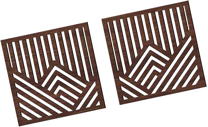 2Pcs Geometric Wood Wall Art Boho Abstract Wall Decor Wood Abstract Wall Panels for Bedroom Home Office Decoration, Walnut Color