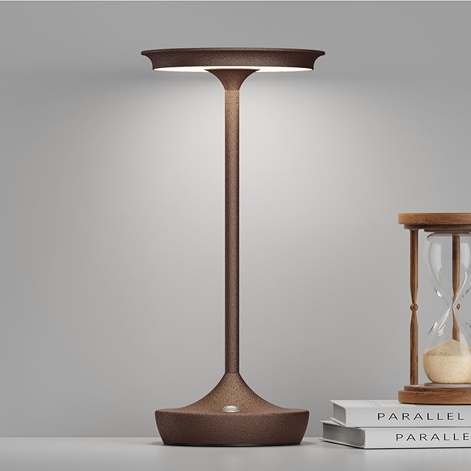 LED Cordless Table Lamps Rechargeable - Outdoor 6000mAh Battery Operated Portable Tables Light 3 Color Stepless Dimming Lamp with Memory Function for Patio Restaurant Dining Rust