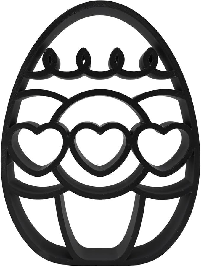 Easter Egg Sculpture – Minimalist Decorative Accent for Spring & Year-Round Home Decor | Collectible Design | Modern Holiday Display (Heart Trio Matte Black)