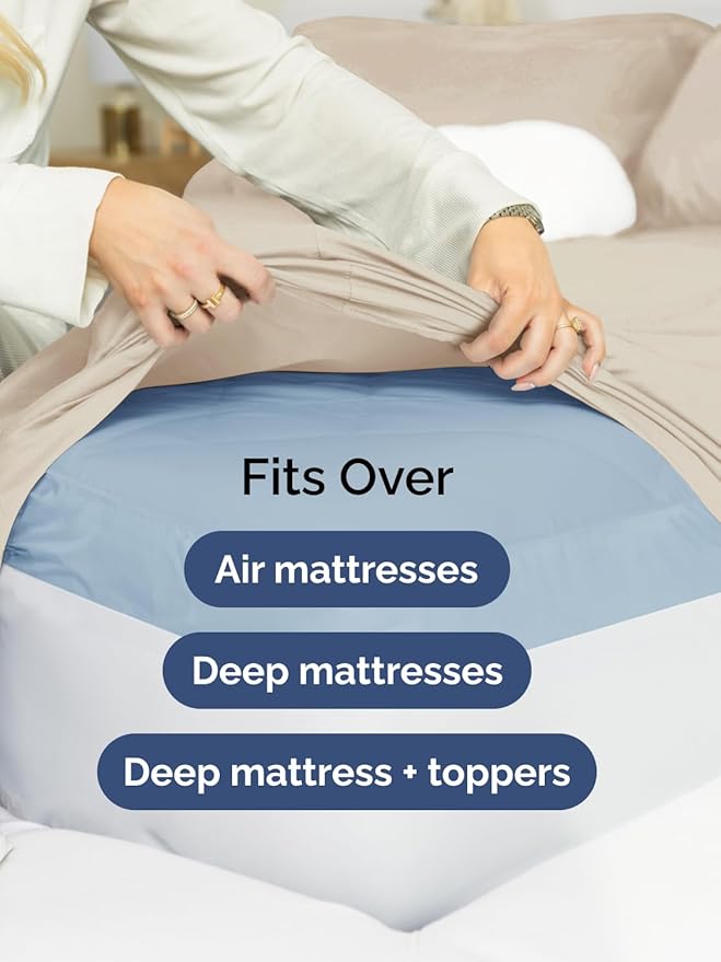 Extra Deep Cal King Sheet Set - 6 Piece Breathable and Cooling Sheets - Hotel Luxury Bedding for Women, Men, Kids & Teens - Easy Secure Fit - Soft, Wrinkle Free and Comfy - Extra Deep Pockets - Wheat