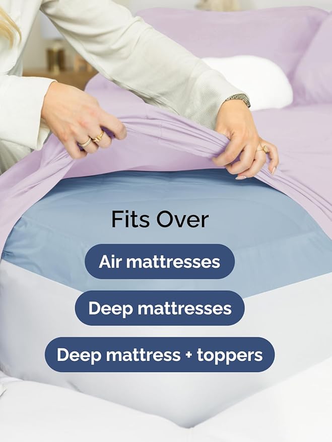 Extra Deep Cal King Sheet Set - 6 Piece Breathable and Cooling Sheets - Hotel Luxury Bedding for Women, Men, Kids & Teens - Easy Secure Fit - Soft & Wrinkle Free - Extra Deep Pockets - Light Lavender