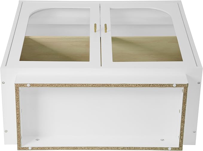 Sideboard Buffet Cabinet with Storage - Accent Storage Cabinet Modern Furniture, 2 Door Glass Cabinet with Adjustable Shelf, Wood Credenza for Living Room, Entryway, Dining Room, Kitchen(White)