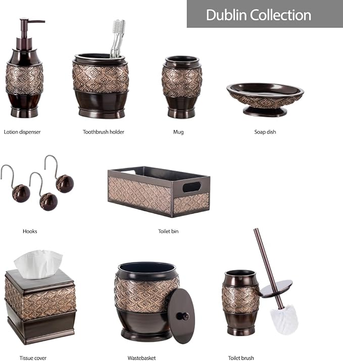 Creative Scents Dublin Brown Toothbrush Holders for Bathrooms Set of 2 - Bathroom Toothbrush Holder Set - Electric Tooth Brush and Toothpaste Organizer - Brown Bathroom Accessories Set Decor
