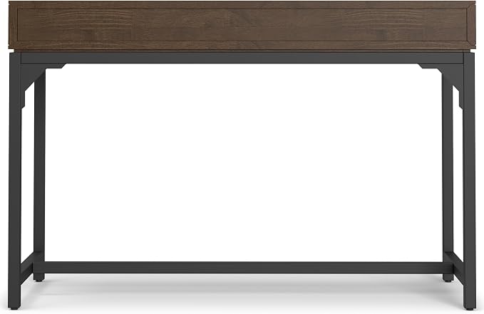 SIMPLIHOME Banting Small Desk - 48 Inch Wide Solid Wood and Metal Writing Desk in Walnut Brown, Modern Industrial Home Office Computer Table for Study with 2 Drawers and Flip-Down Keyboard Tray