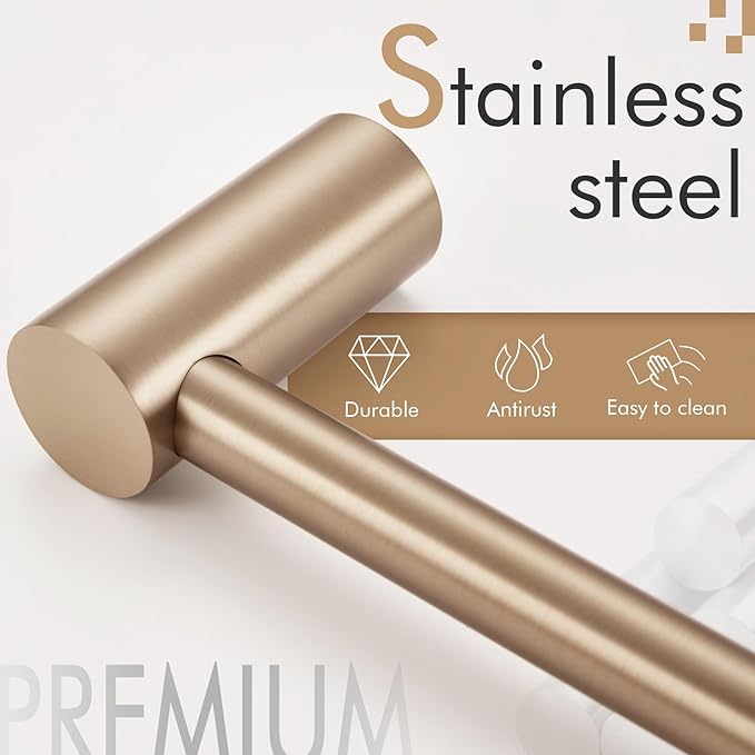 KOKOSIRI Bathroom Towel Rack Wall Mounted 24'' Bath Towel Bar Holder for Bathroom Hardware Accessories Champagne Bronze Stainless Steel, B4007CPG-L24