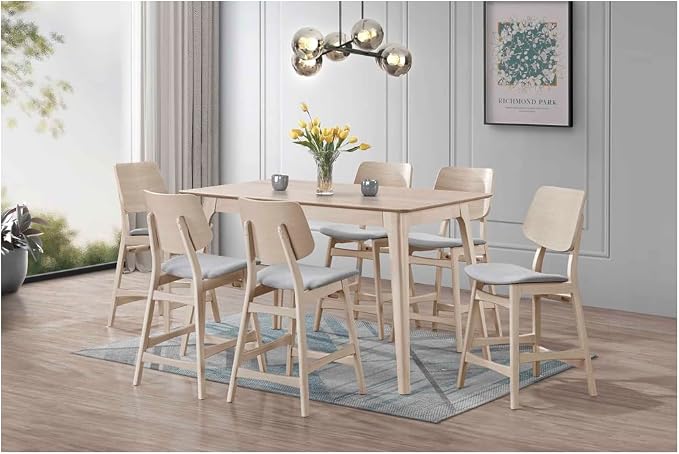 New Classic Furniture Oscar Wood Counter Height Table, White Ash