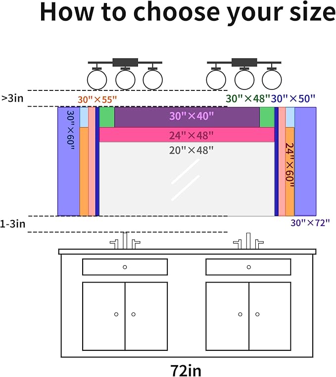 48x24In Black Bathroom Mirror for Wall, Rectangle Mirrors with Metal Frame, Bathroom Rectangular Mirror Modern Wall Mirror for Bedroom Living Room, Entryway Hangs Horizontal or Vertical