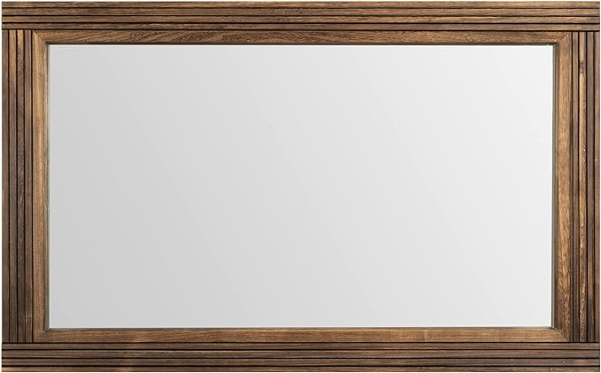 YOSHOOT Hand-Made Wooden Spliced Wall Mirror for Bathroom, Rustic Farmhouse Vanity Mirror, Décor Wall Art, Solid Wood Frame, Vertical or Horizontal Hanging, 53" x 28", Brown