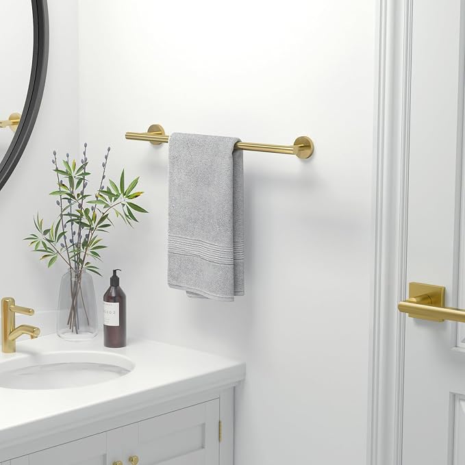 USHOWER Light Gold Towel Bar, 18-Inch Towel Racks for Bathroom Wall-Mounted, SUS304 Stainless Steel Towel Rod (Total Length 20-Inch)